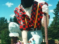 Akeley owners joke about Paul Bunyan for local newspaper article . . .