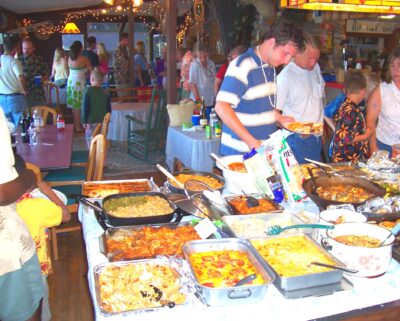 potluck luau at crow wing crest lodge near akeley, mn
