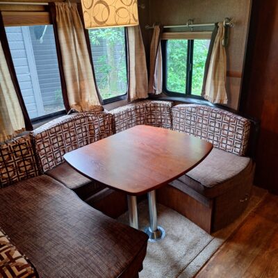 Kitchen Dining area behind Cabin #8 at Crow wing Crest Lodge, akeley mn