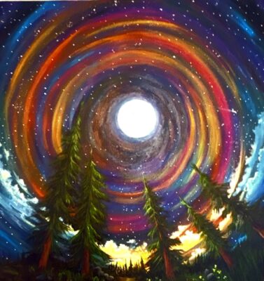 Moonbow Painting Class with Elisa at Crow Wing Crest Lodge in Akeley, MN