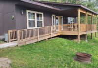 Exterior of wheelchair friendly Trails End Cabin #12 at Crow Wing Crest Lodge in Akeley, MN on 11th Crow Wing Lake in Hubbard County