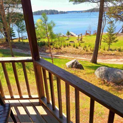 View off deck of Lemonade Cabin #17 at Crow Wing Crest Lodge in Akeley, MN